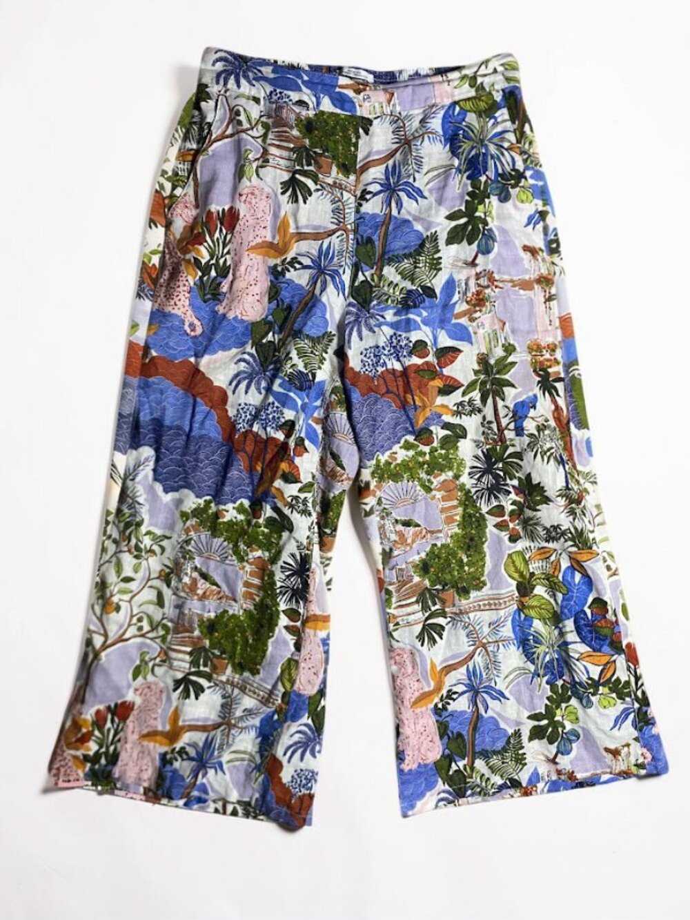 Nicole Miller Women’s Pants 100% Flax Linen Wide Leg New York Medium Resortwear